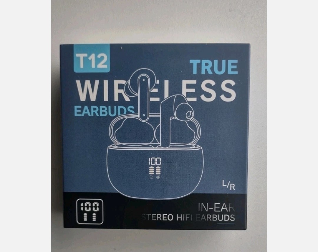 T12 True Wireless Bluetooth Earbuds In-Ear Stereo HIFI Headphones w/ LED Case