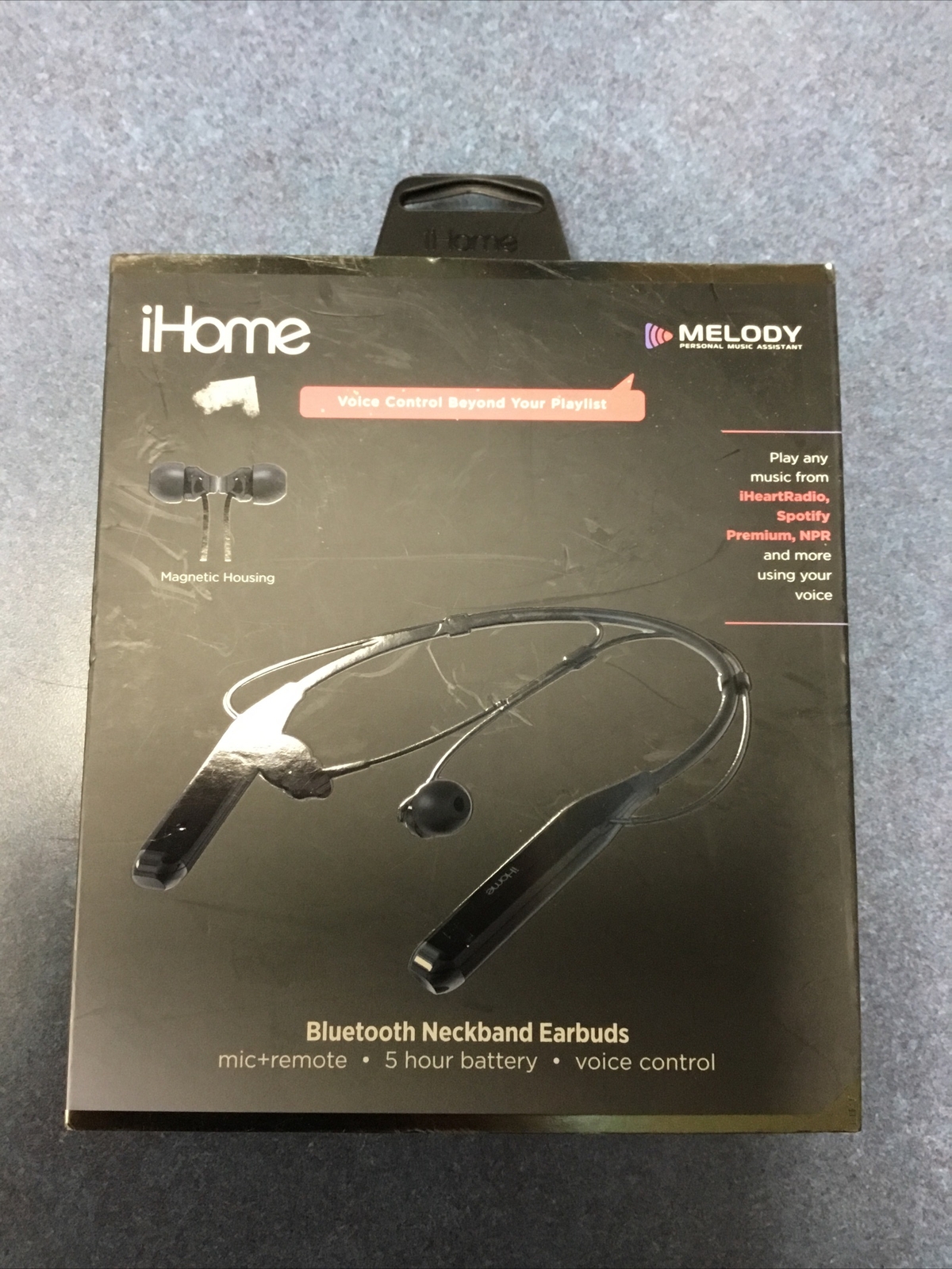 iHome Bluetooth Neckband Earbuds W/ Voice Control, Black, iB82B – BRAND NEW