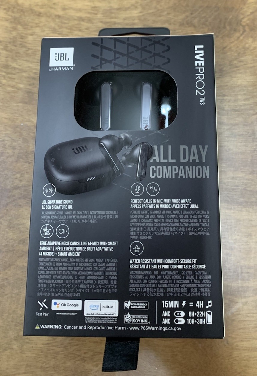 JBL Harman Live Pro 2 TWS True Wireless Noise Cancelling Earbuds Black