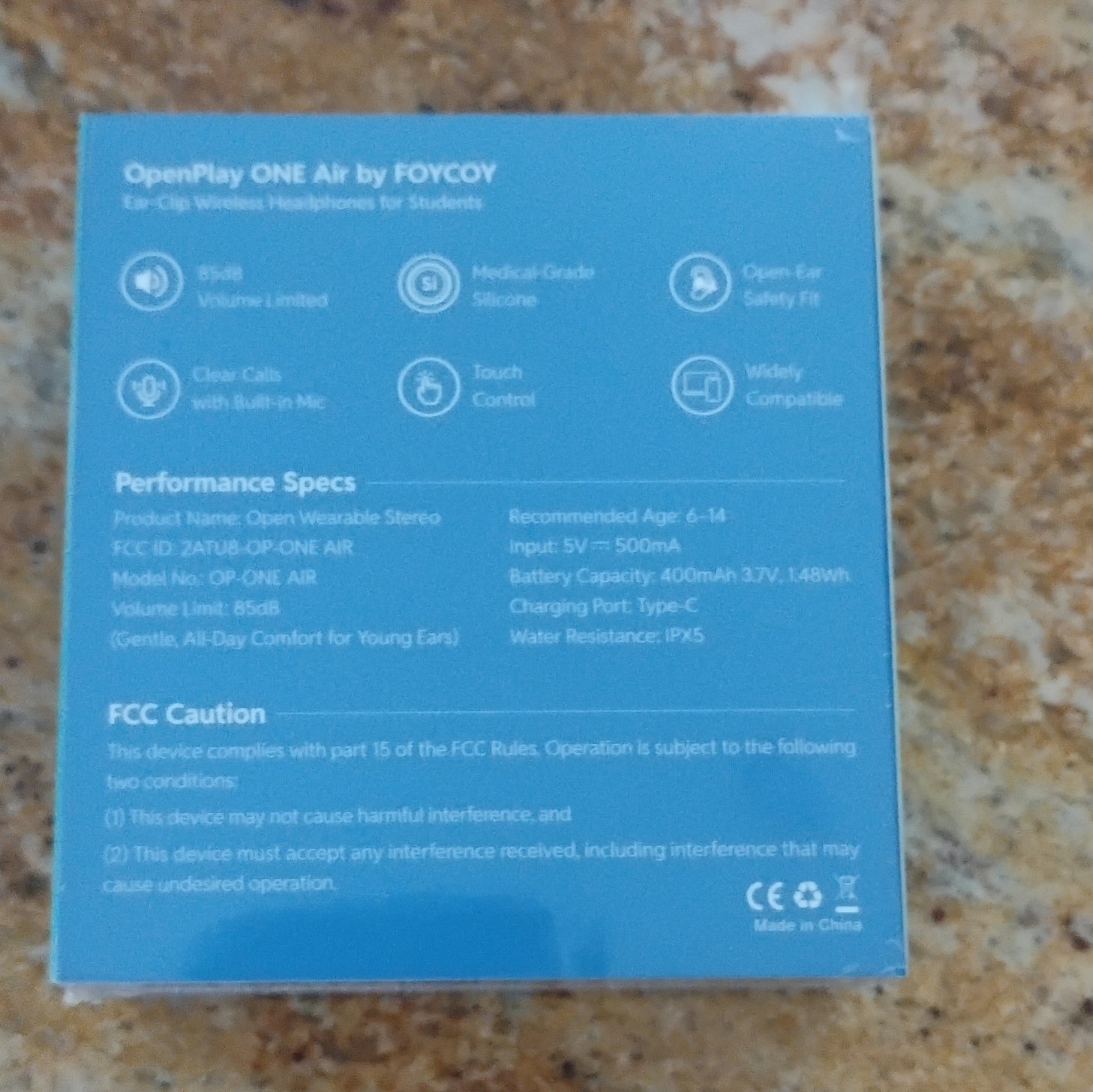 FOYCOY OpenPlay ONE Air Blue Bluetooth Canal Earbuds Touch Mic Water-Resist