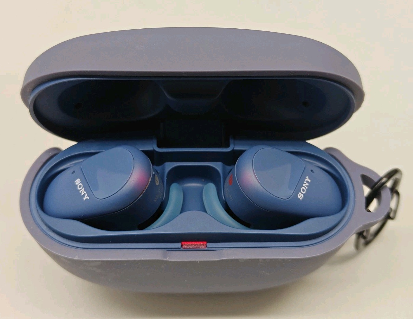 Sony WF-SP800N Noise Cancelling Wireless Bluetooth Earbuds Blue Tested IPX5 Case