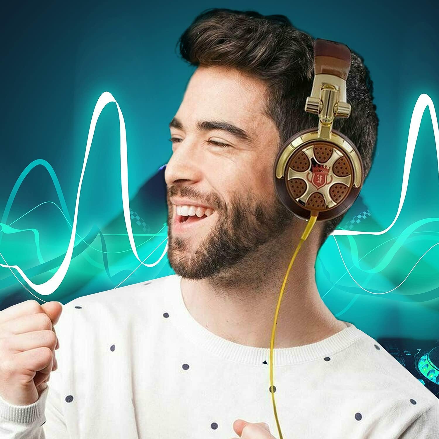 Billionaire DJ-Style Stereo Headphones Gold/Brown