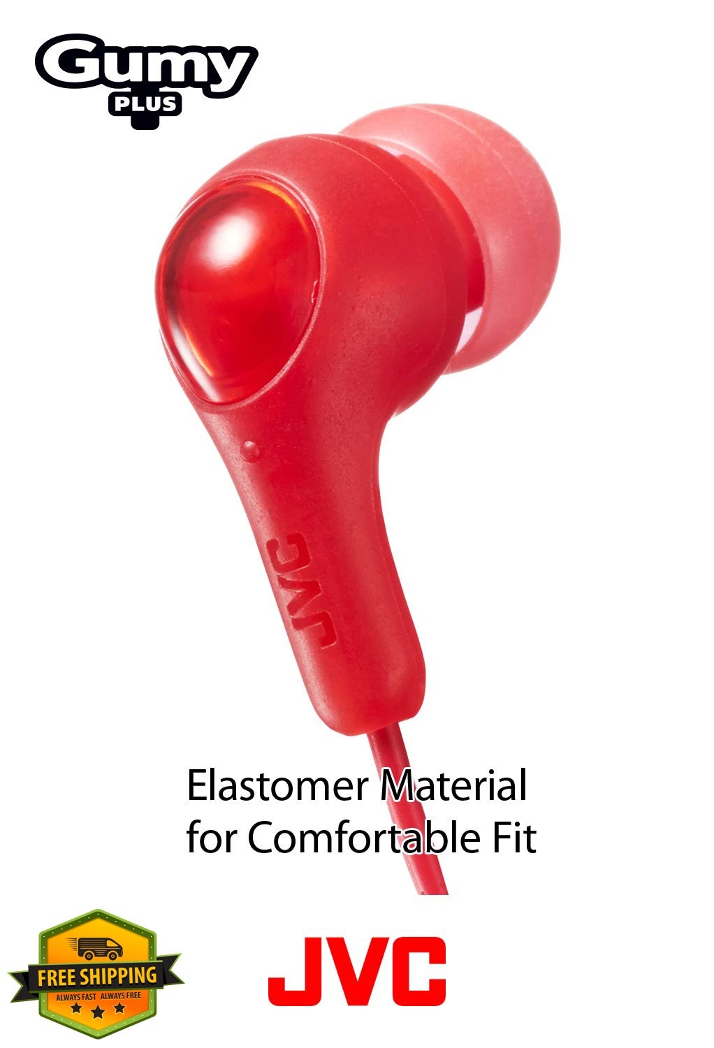 JVC HAFX7R Gumy Earbuds Red S/M/L
