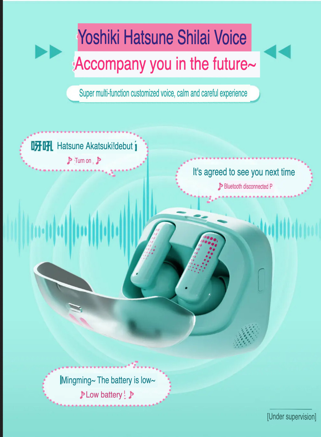 Anime Miku LCD BT Headphones Touch Screen iPhone Android