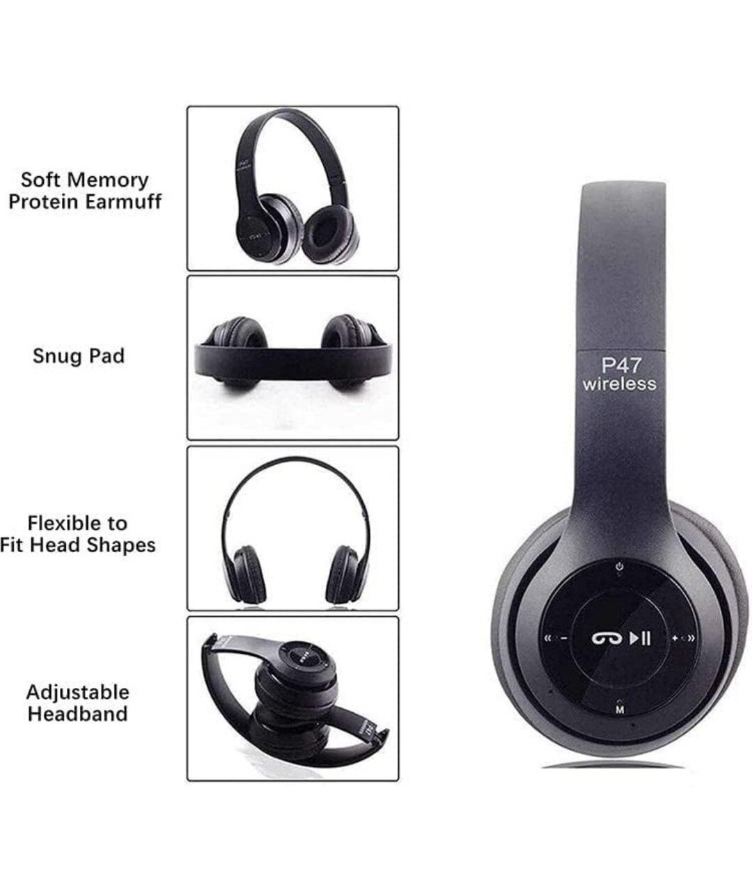 P47 5.0 + EDR Wireless Headphones White