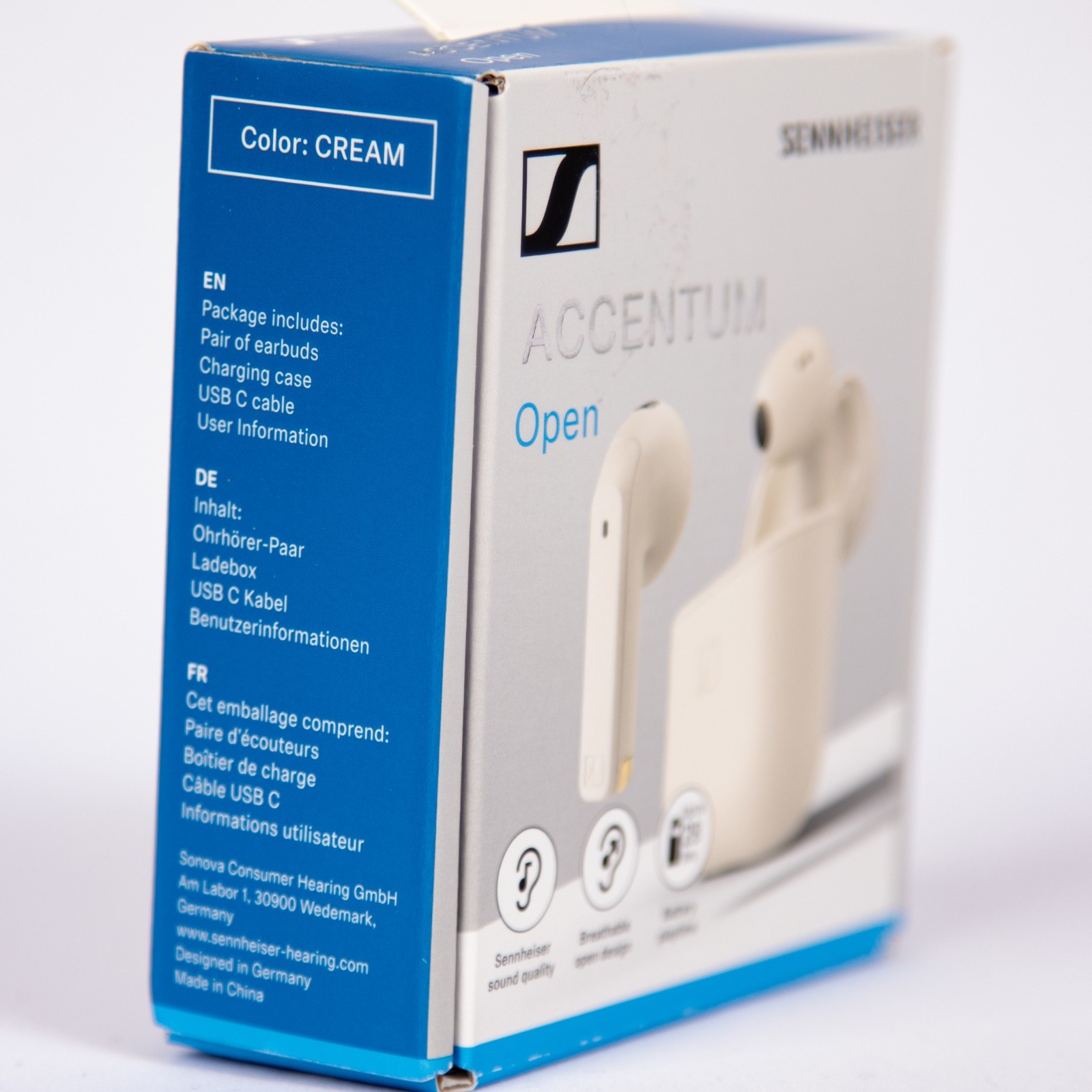 Sennheiser ACCENTUM Open Wireless Bluetooth Earbuds – Cream – Open Box