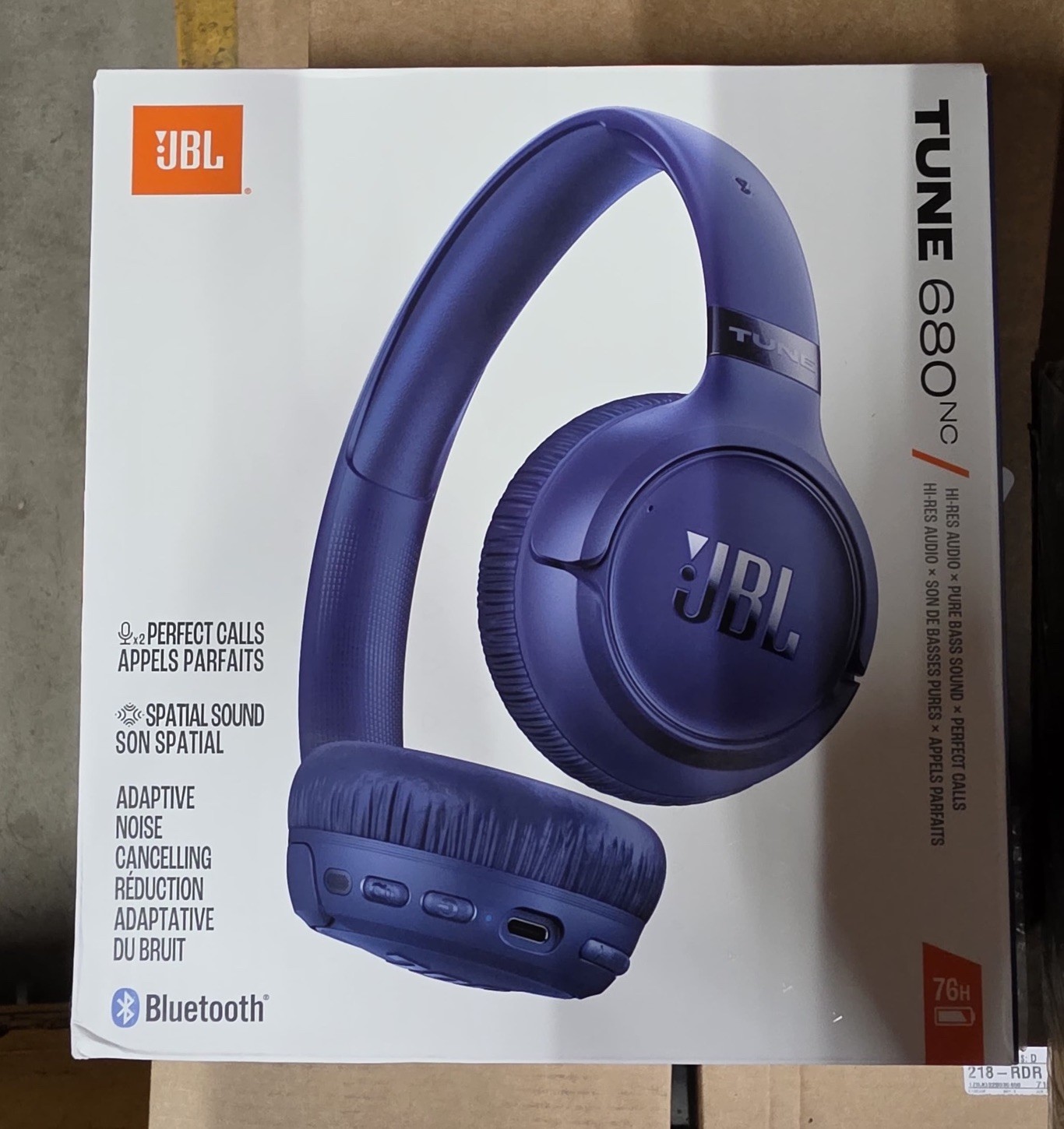 JBL Tune 680NC Wireless On-Ear Bluetooth Noise Cancelling Headphones Blue New