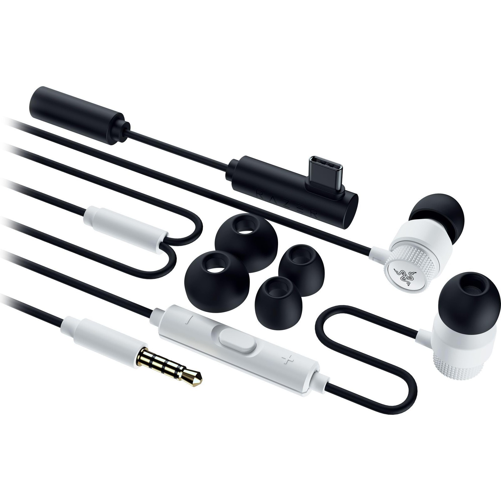 Razer Hammerhead V3 White Wired Gaming Earbuds with Inline Mic USB-C DAC