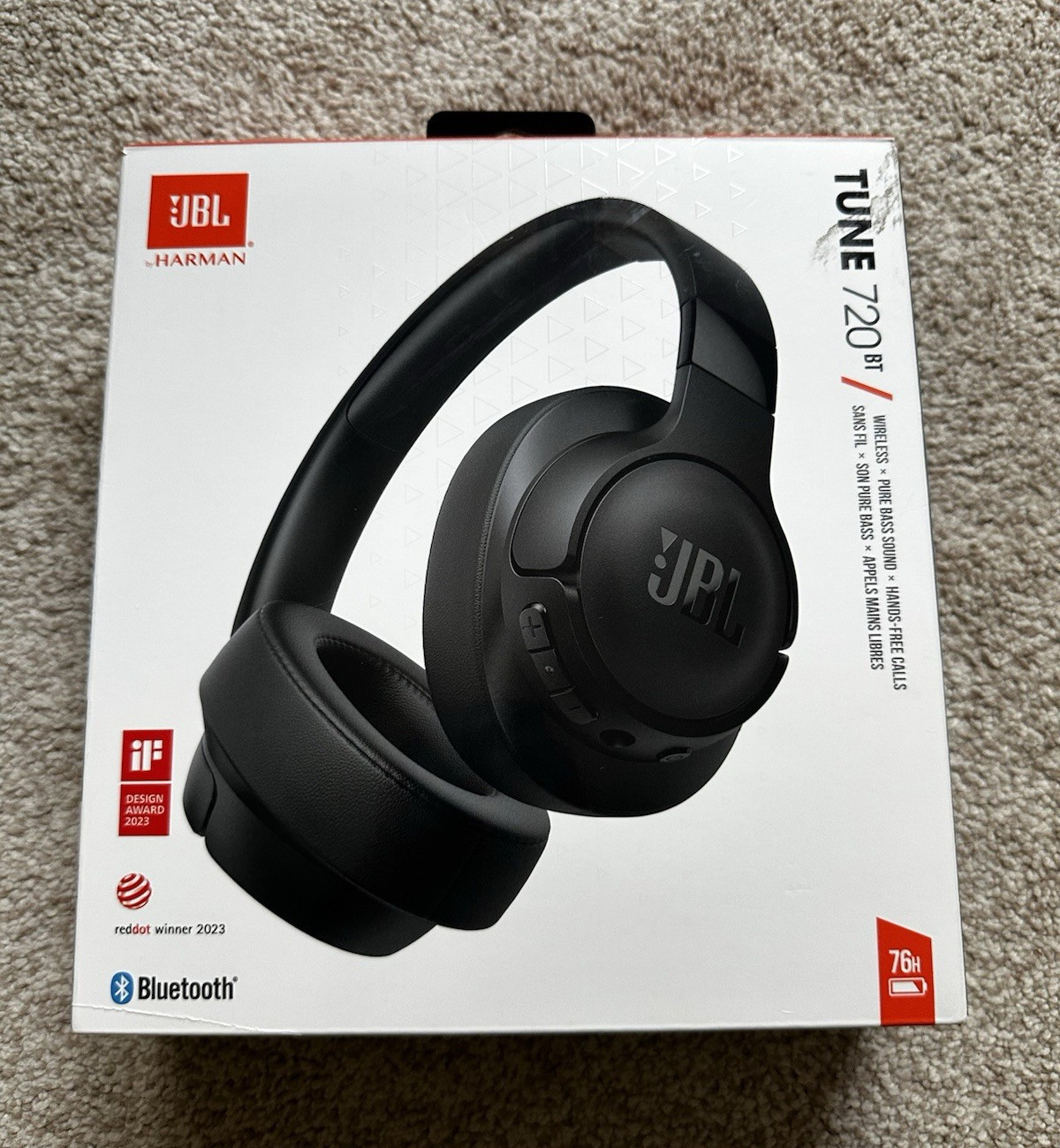 JBL Tune 720BT Wireless Bluetooth Over-Ear Headphones Built-In Mic Black
