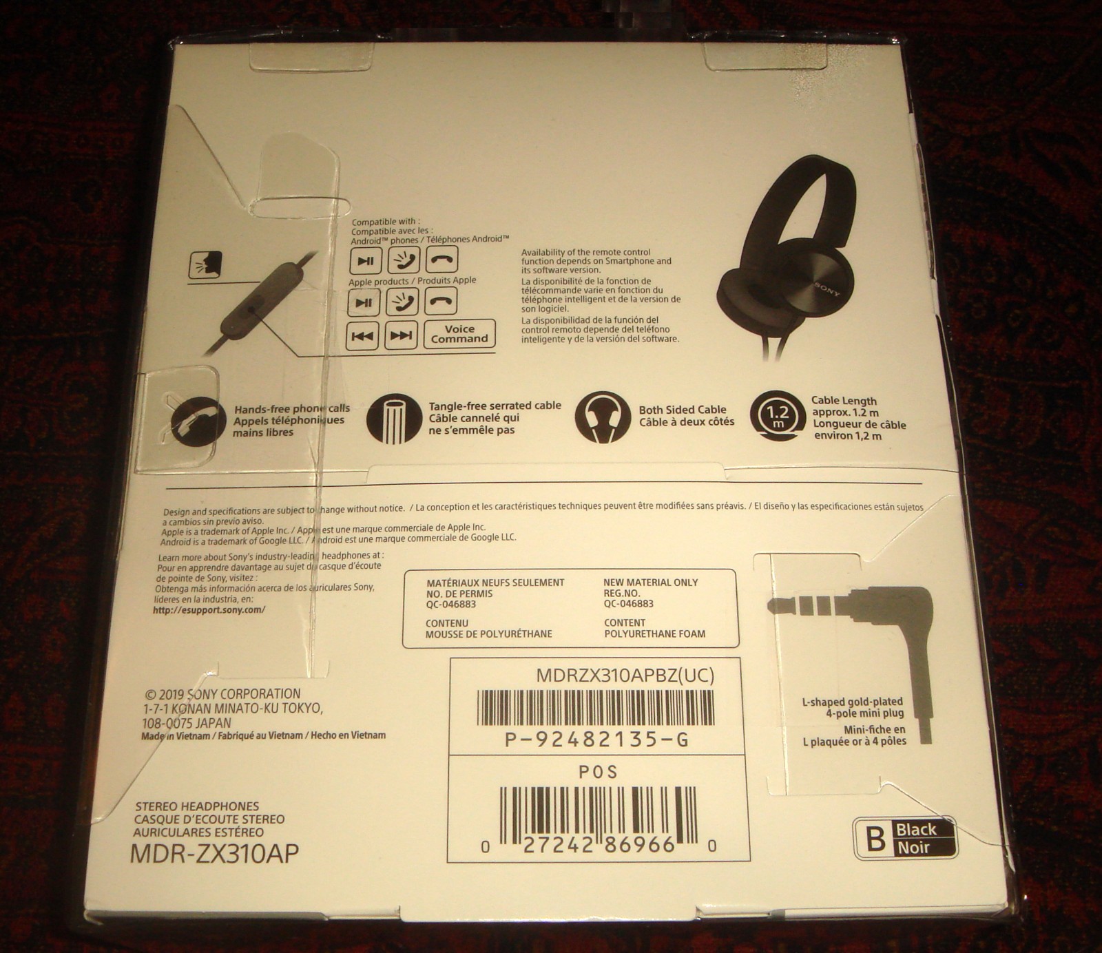 SONY MDR-ZX310AP HEADPHONES Wired Smartphones with Built In Mic Black NEW SEALED