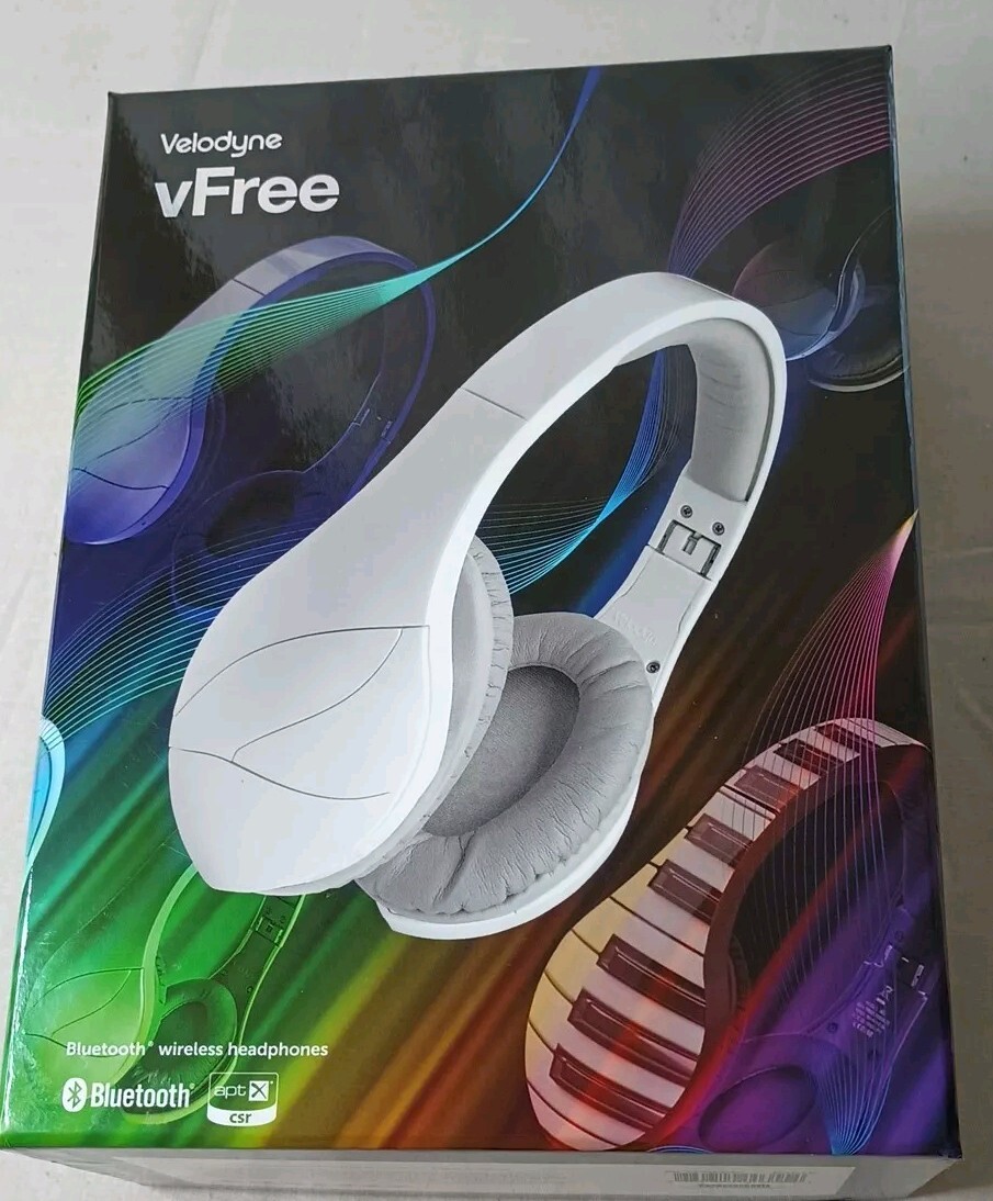 Velodyne vFree Over Ear Bluetooth Headphones White Brand New In Box
