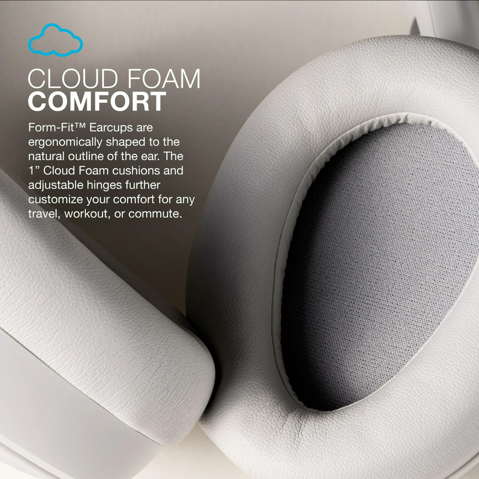 JLab JBuds Lux ANC Over-Ear Wireless Headphones, 70-Hour Battery – Cloud White
