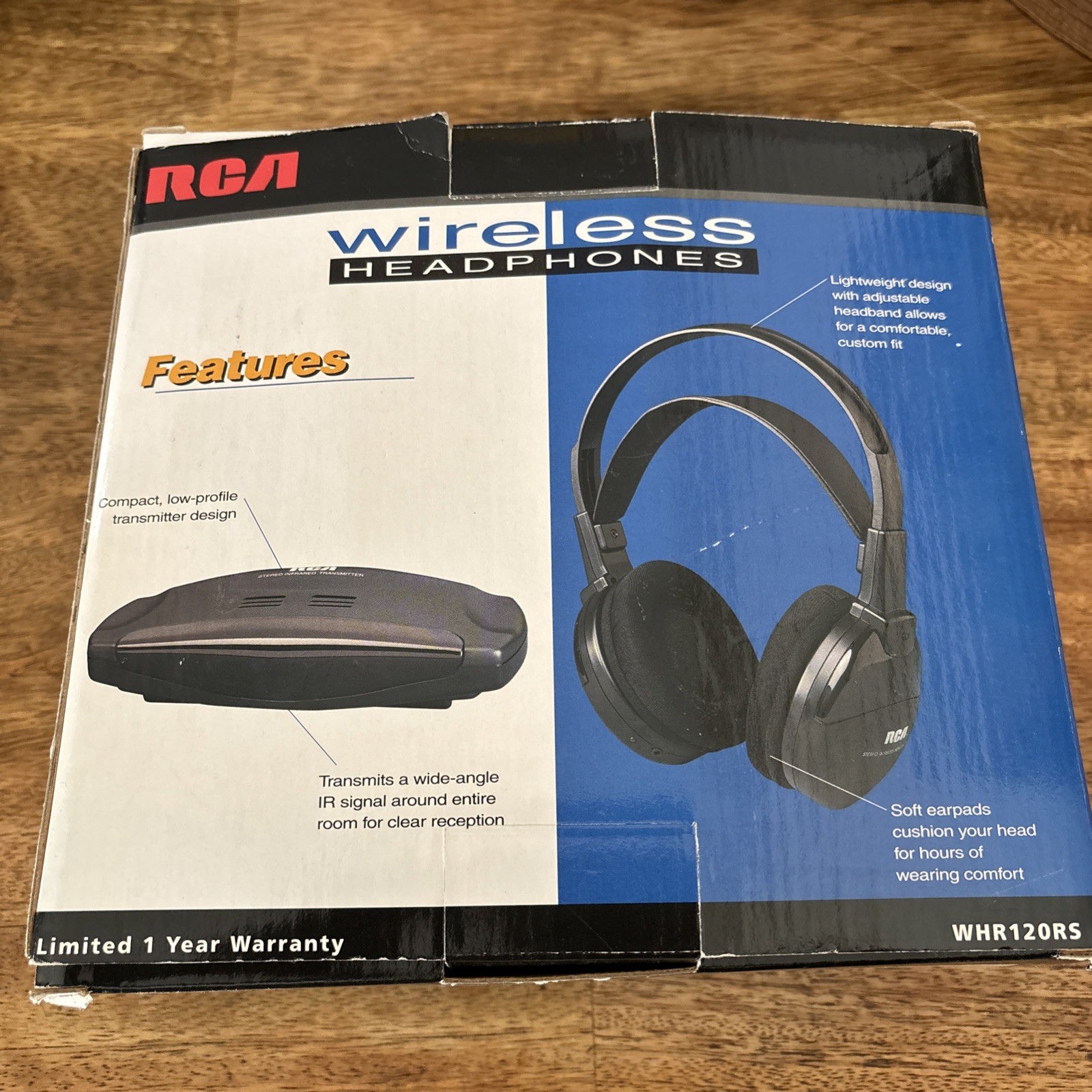 RCA Wireless Headphones- WHR120RS- Infrared, 25 Ft, Lightweight, Adjustable