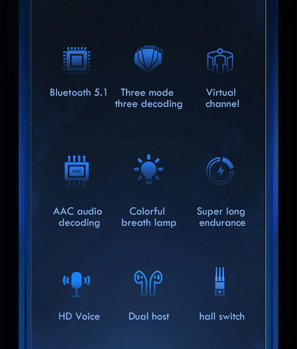 5.1 True Wireless Game Bluetooth Earphone Low Latency TWS Earbuds with Mic Led