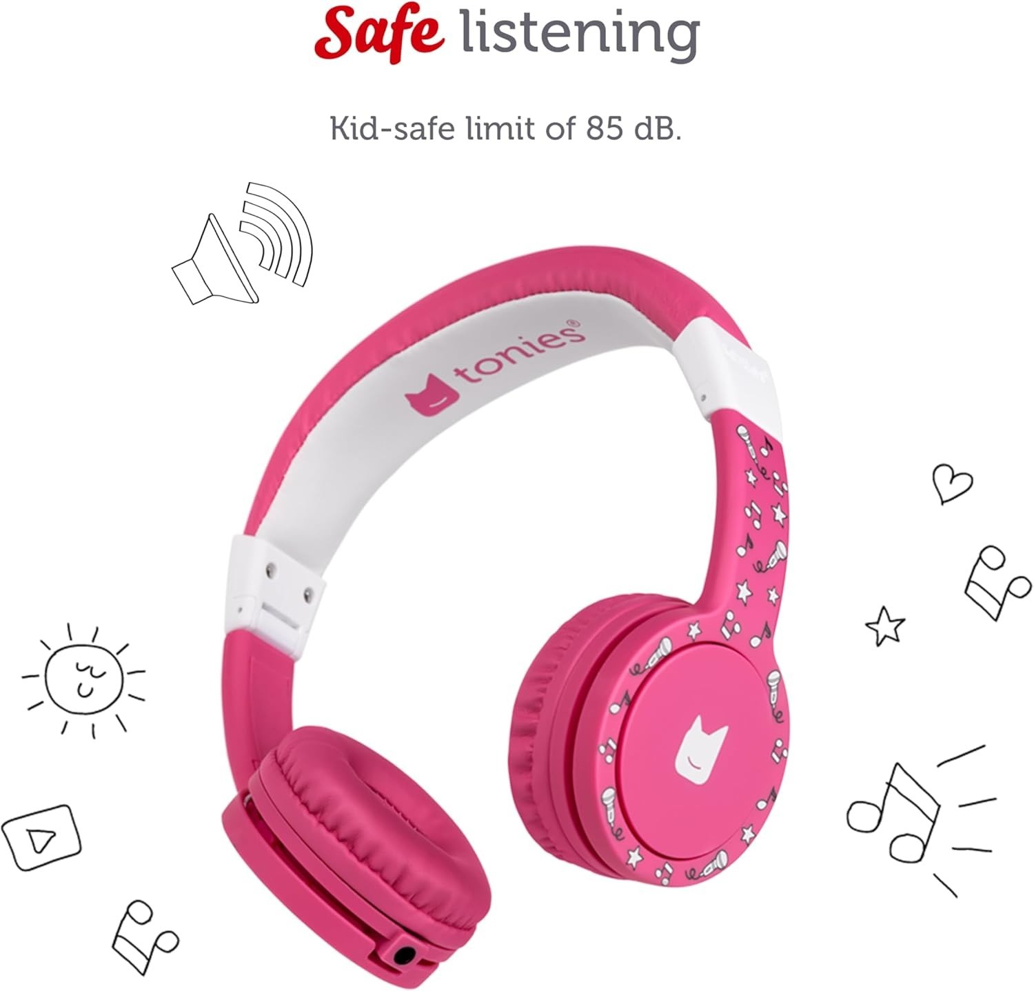 Adjustable On-Ear Headphones for Kids – Pink, Foldable, Travel-Friendly Design