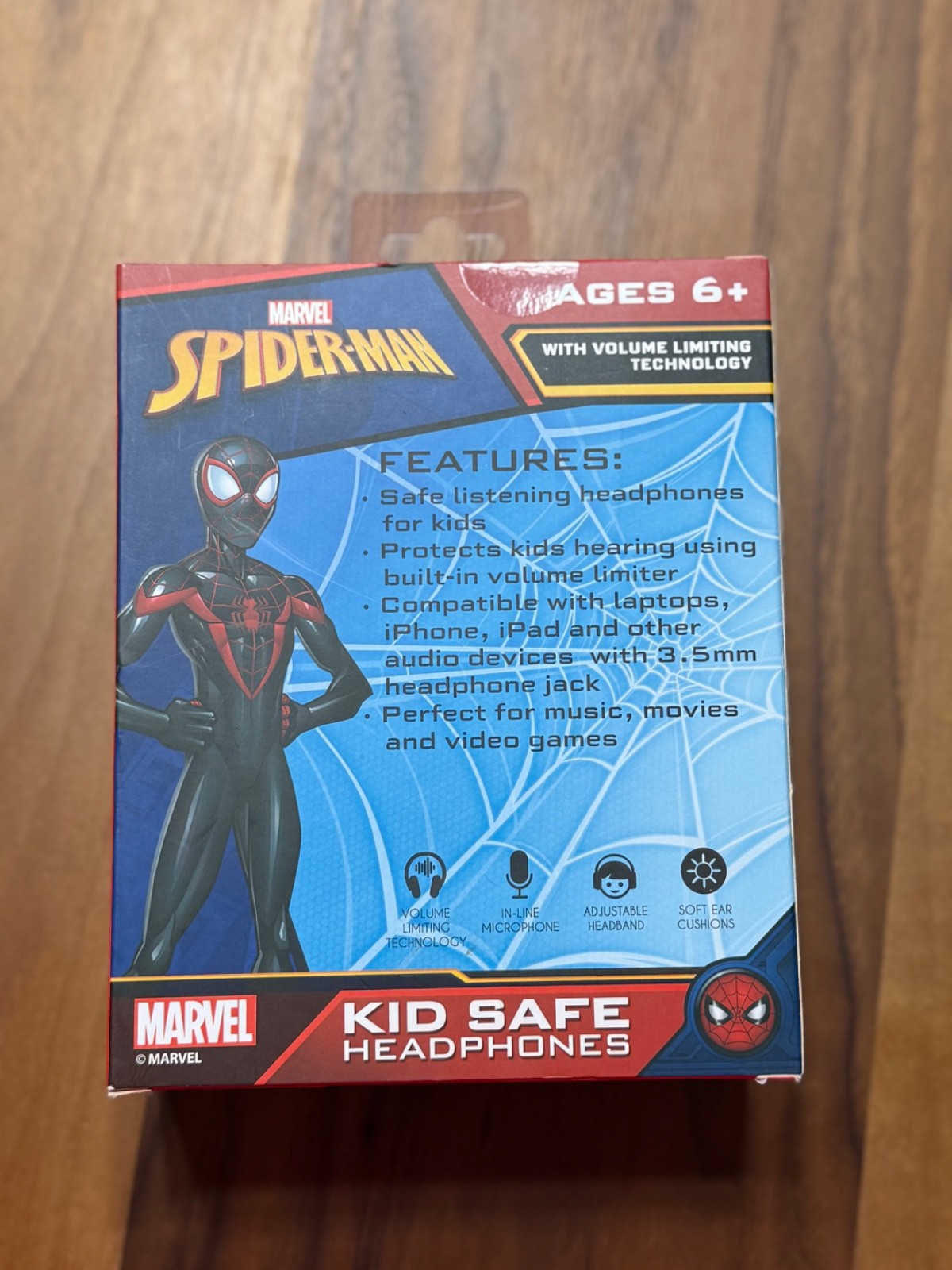 Spider man Kid Safe Wired Headphones Adjustable Headband Soft Ear Cushions