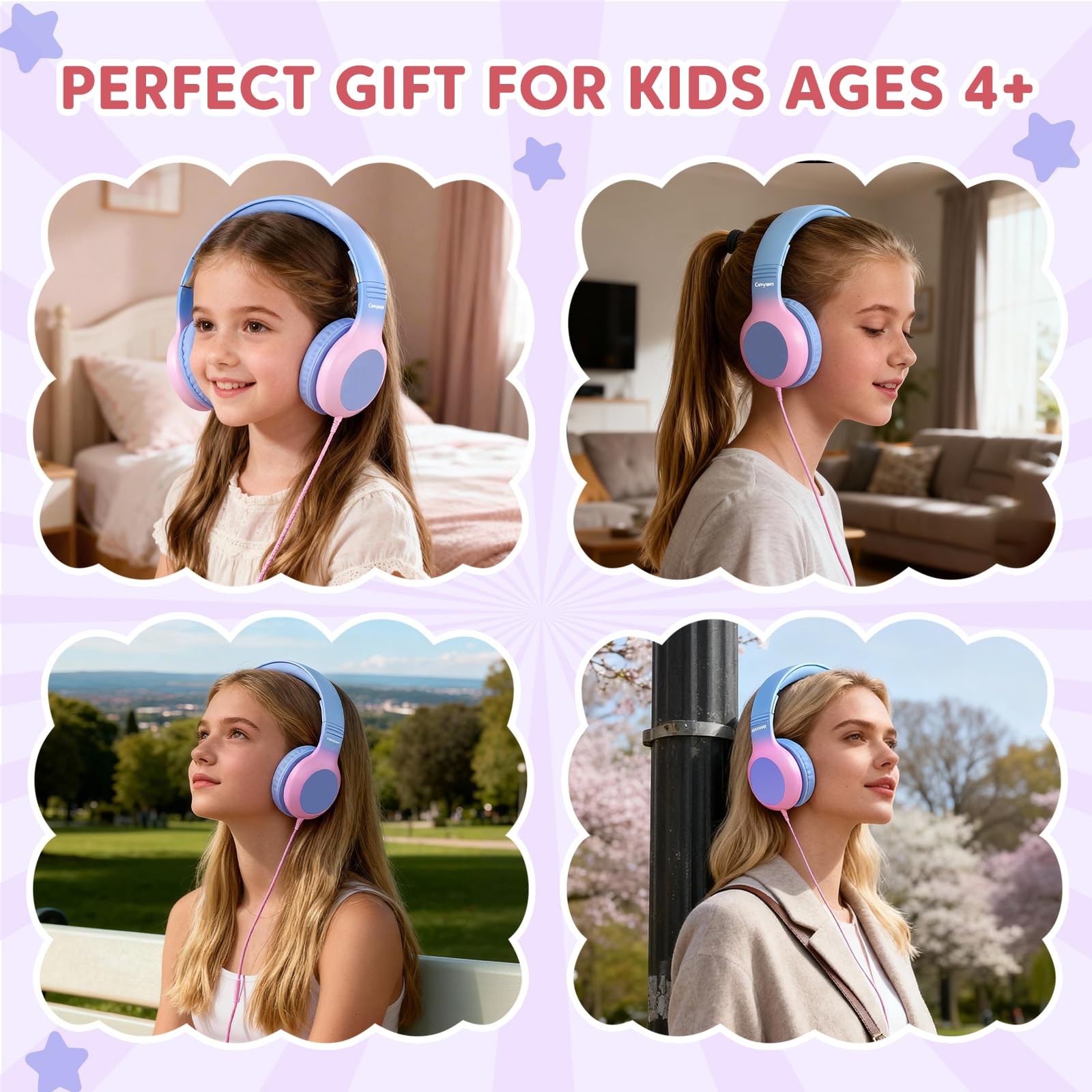USB Headphones, Wired Headphones for with Microphone, 85/94dB Volume Limit, S…