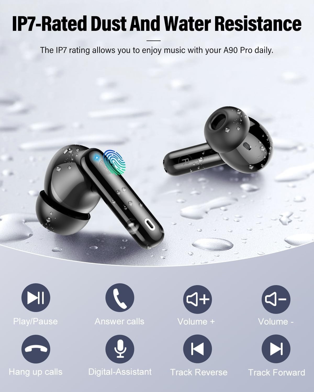 Wireless Earbuds, Bluetooth 5.4 Headphones Bass Stereo, Ear Buds with Noise Canc