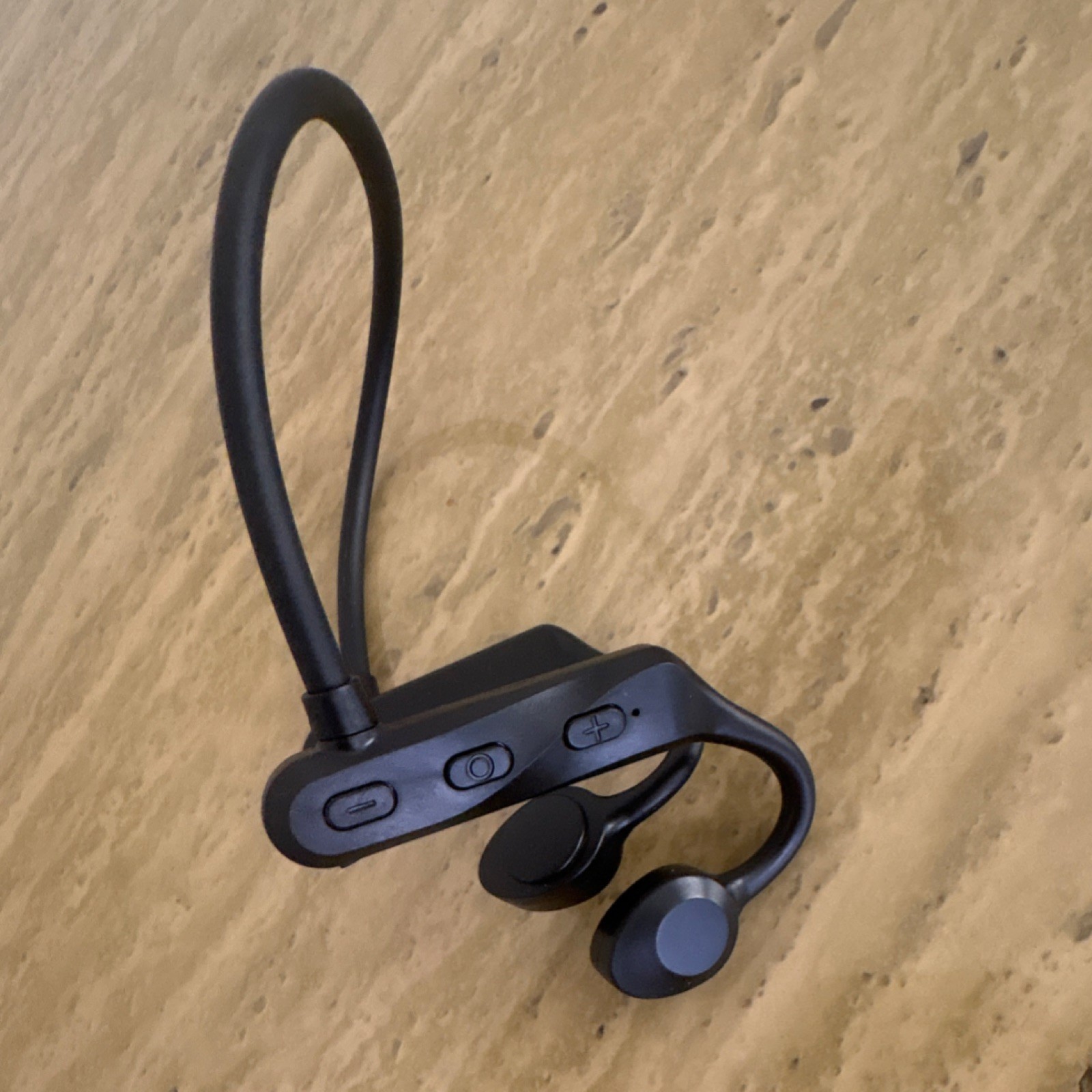Black Wireless Bone Conduction Neckband Headphones Bluetooth Built-In Controls