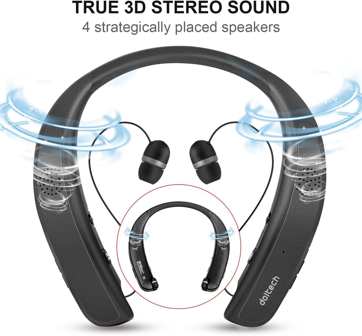 Bluetooth Headphones Speaker 2 in 1,DolTech Wireless Headphones Neckband Wearabl