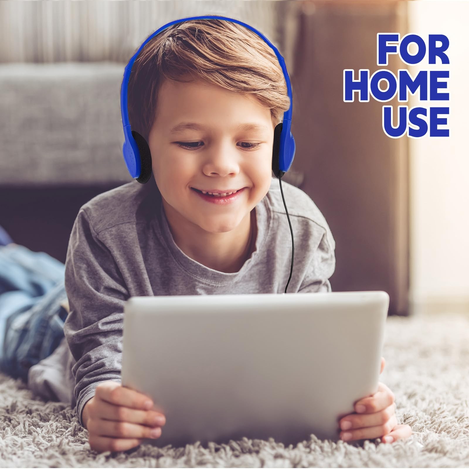 10 Pack Classroom Kids Wired Headphones Bulk Set 3.5mm Jack Dark Blue Adults