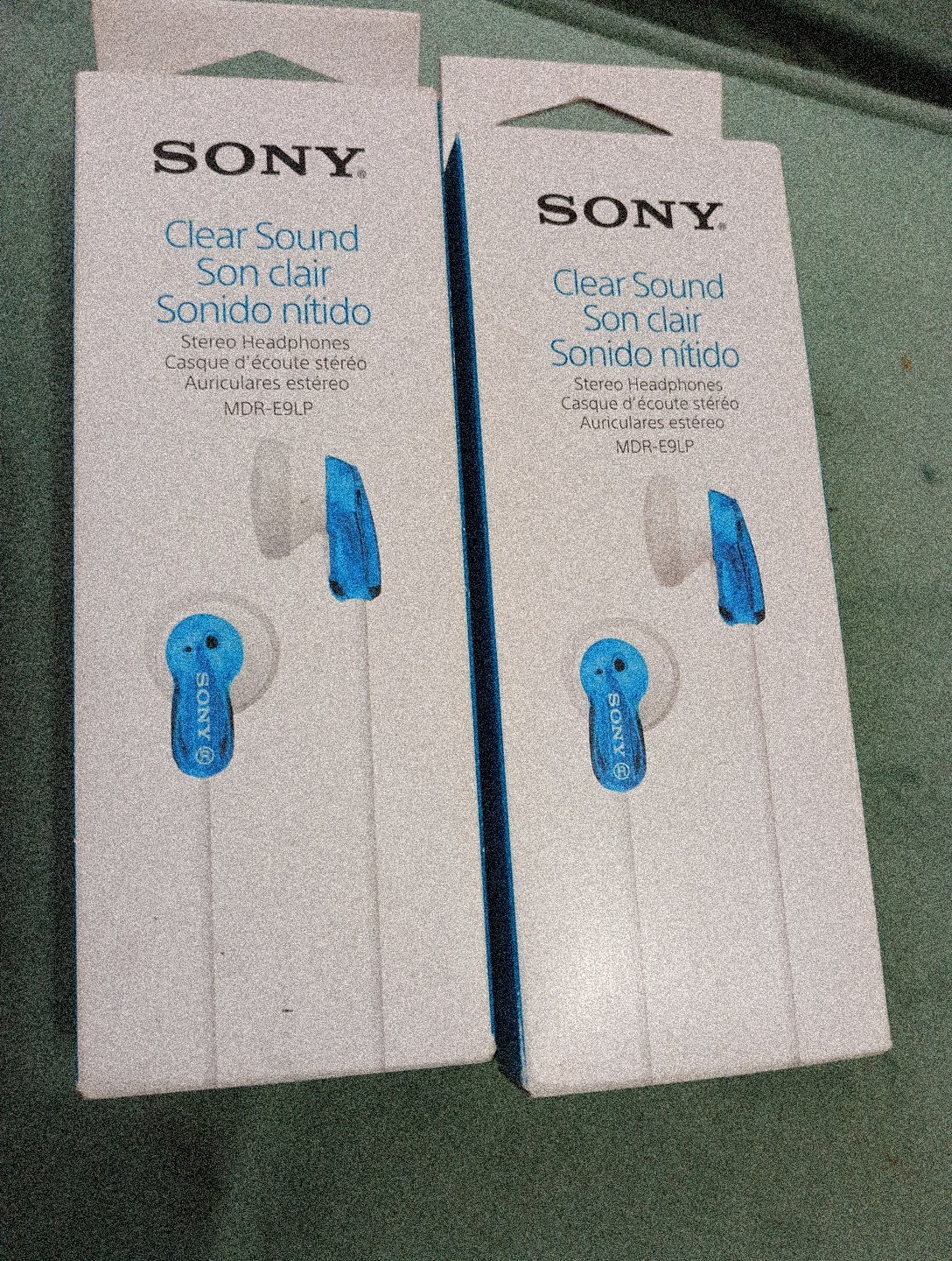 Set Of 2 Sony MDRE9LP Earbud Headphones – Clear Sound – Blue