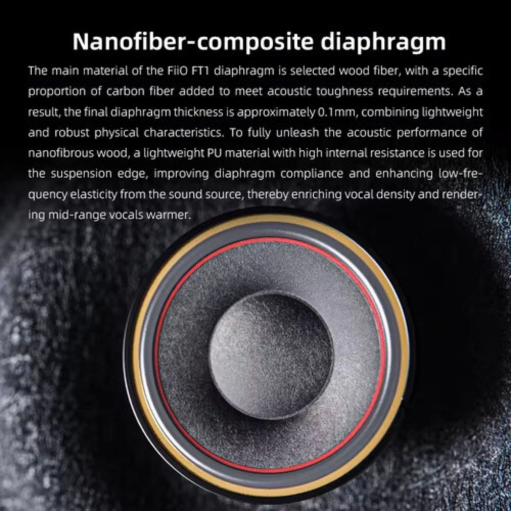 FiiO FT1 Over-Ear Nanowood Fiber Composite Diaphragm Wired Headphone