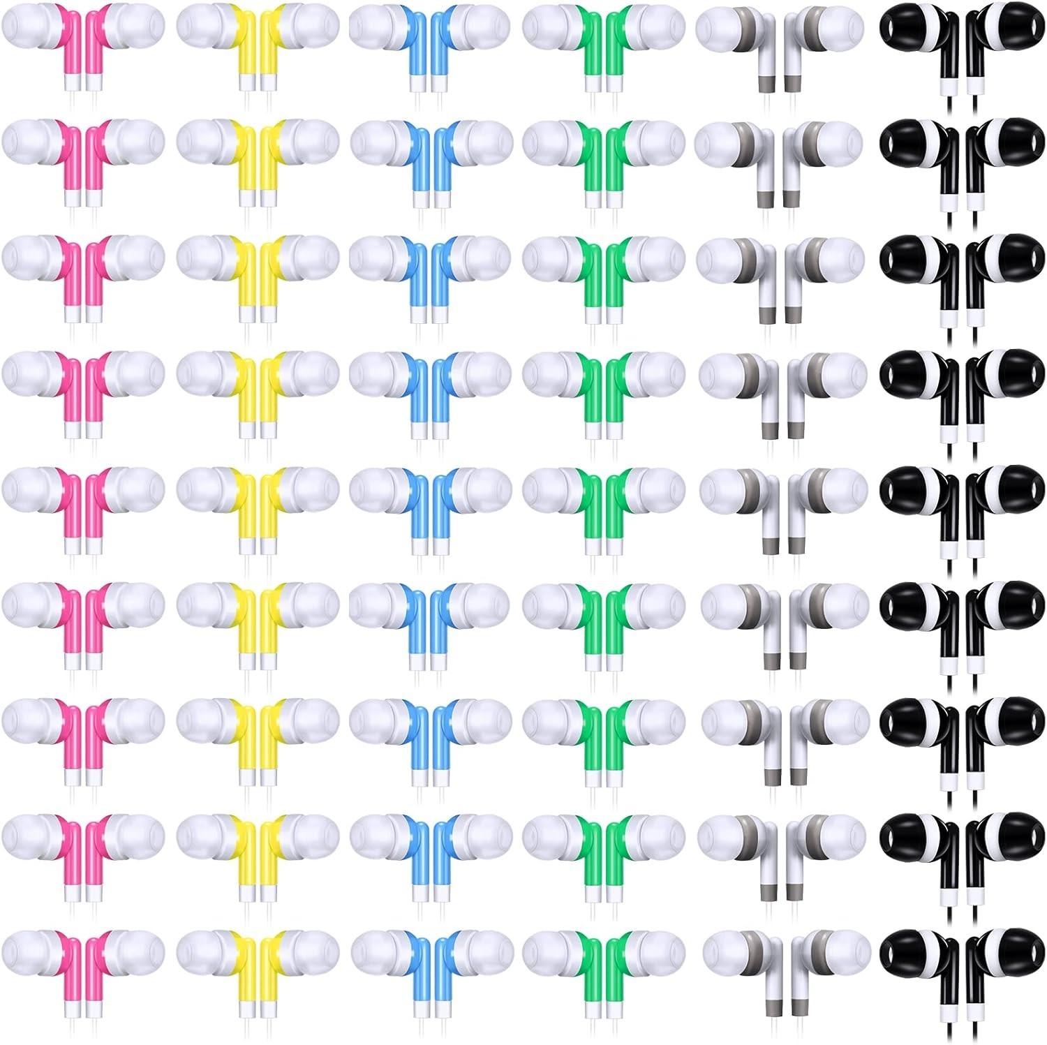 60 Pack Earbuds for Group Use – Assorted Colors, Retro Style