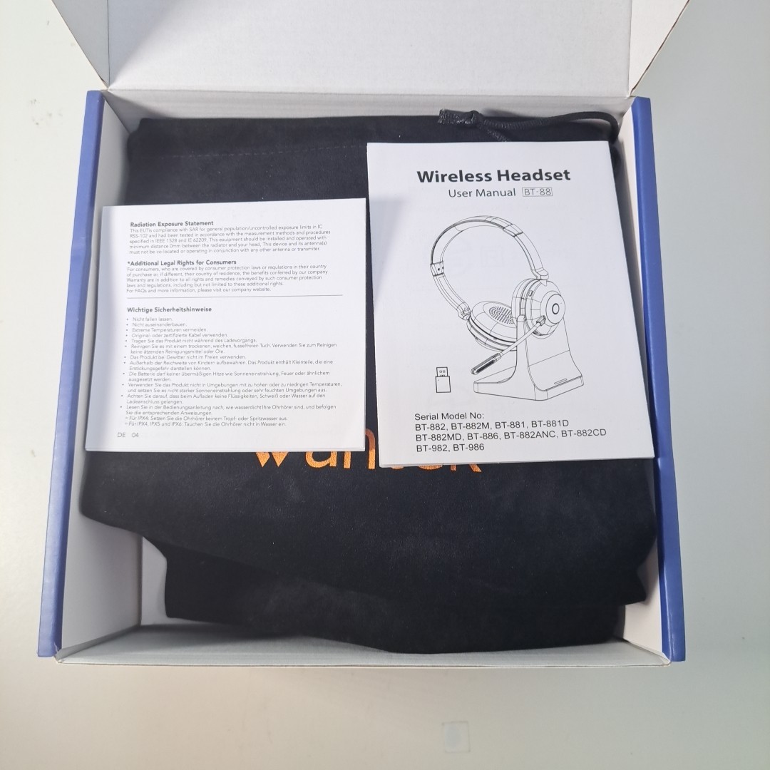 Open Box Wantek Bluetooth Wireless Call Center Headset HSM-WK881BTC (TESTED)