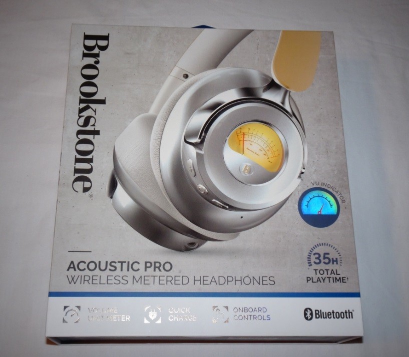 Brookstone Acoustic Pro Wireless Metered Headphones 35 Hours Bluetooth NEW