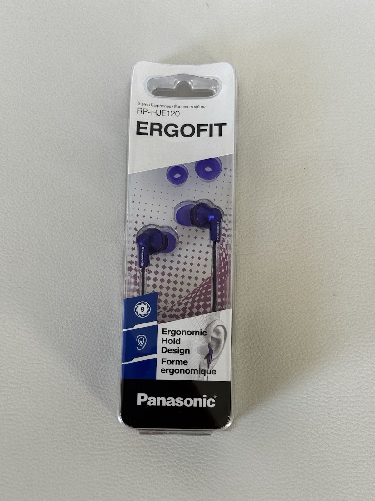 New Panasonic RP-HJE120 ErgoFit Earbud Headphones Ergonomic Hold Design Purple