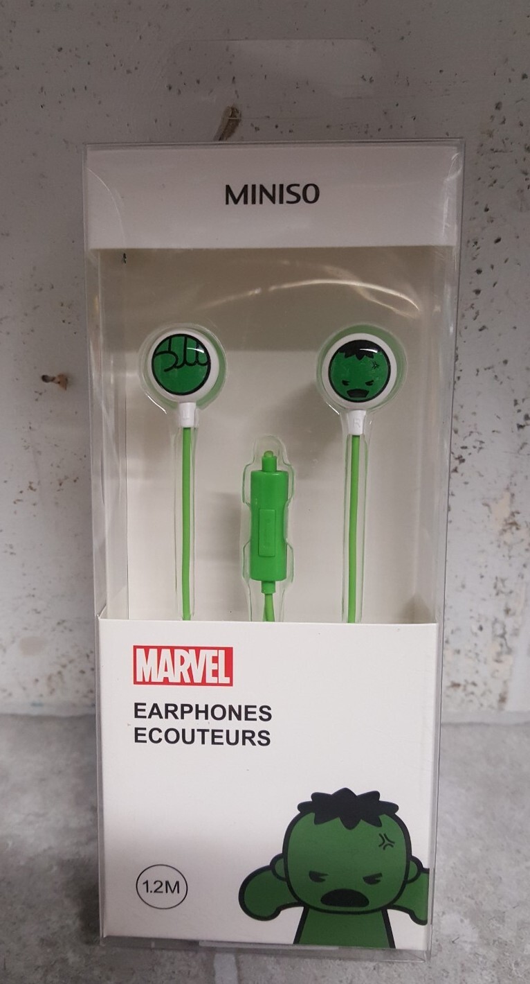 NEW Marvel Avengers Hulk Earphones 1.2M Miniso