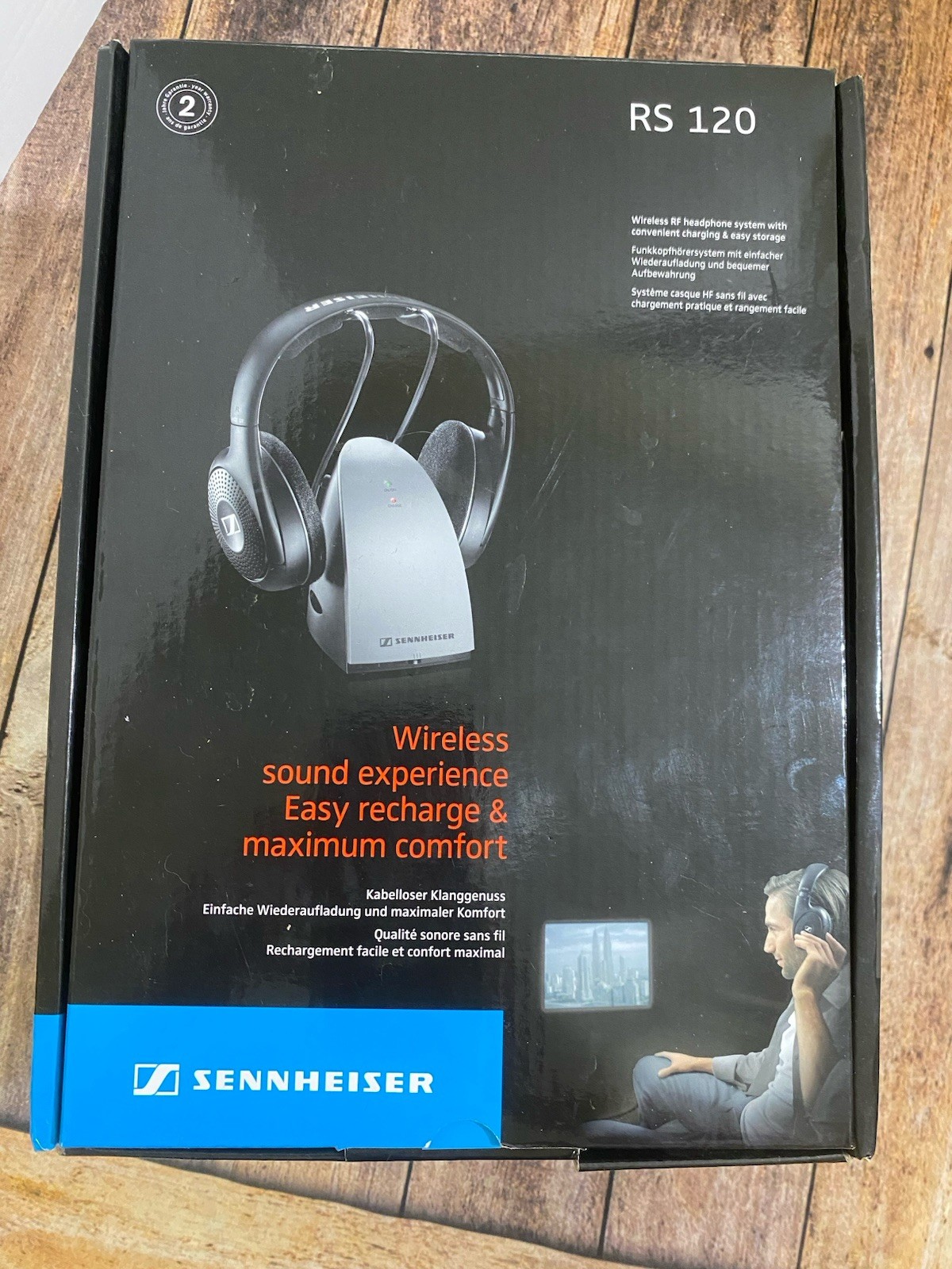 Sennheiser RS 120 Wireless RF Headphone System W/ Charging Base Tested/Works
