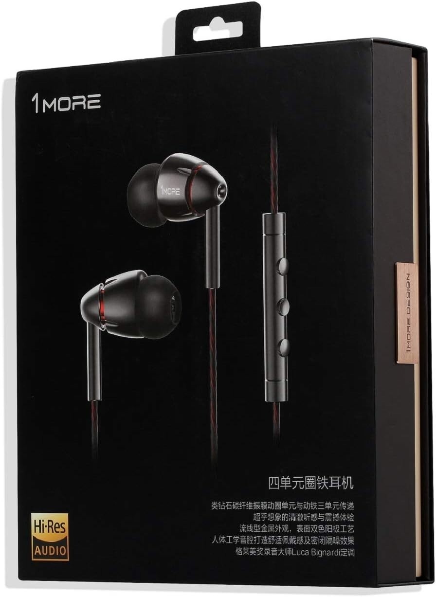Quad Driver in-Ear Earphones Hi-Res High Fidelity Headphones Warm Bass, Spaci…