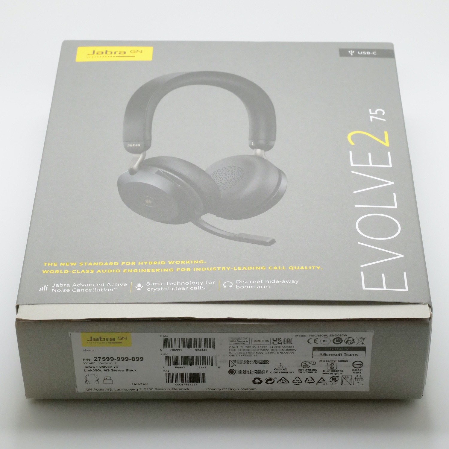 Jabra Evolve2 75 USB-C Black Wireless Stereo Headset HSC150W 27599-999-899