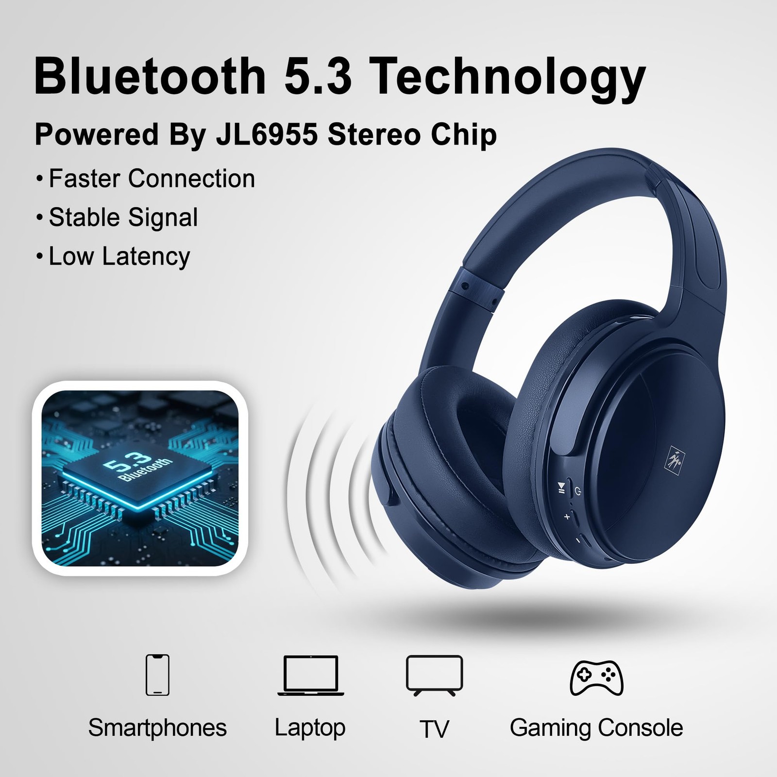 Fisher Pro ANC Headphones Navy Blue Wireless Bluetooth 5.3