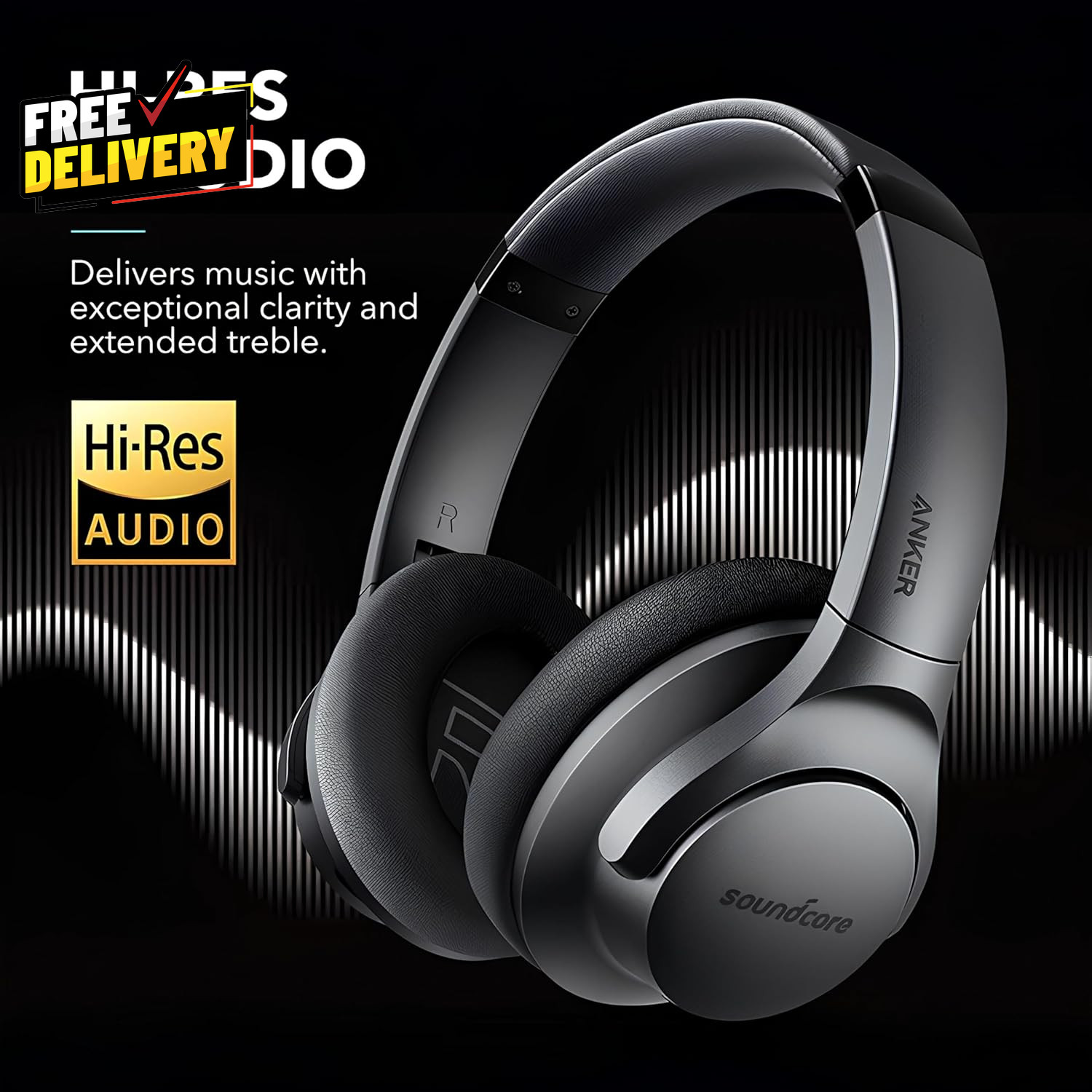 Anker Life Q20 Hybrid ANC Wireless Over-Ear Bluetooth Headphones 60H Playtime