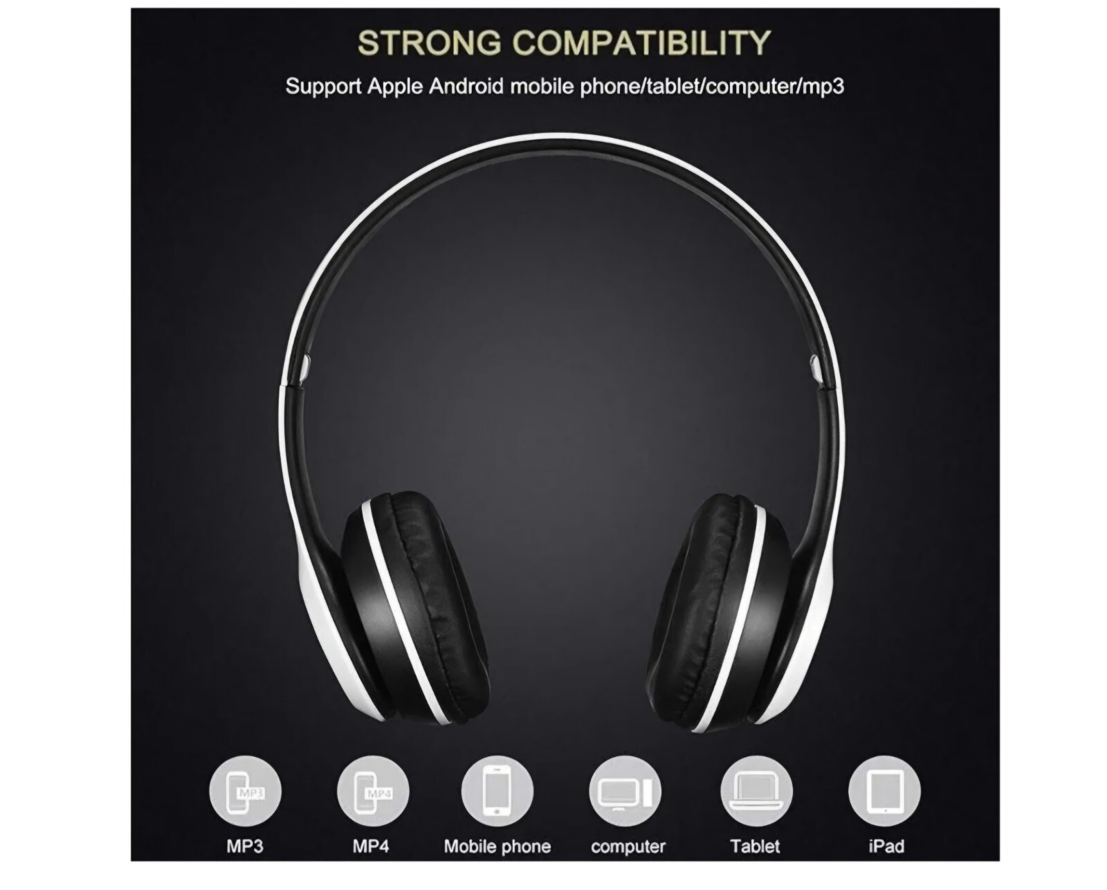 P47 5.0 + EDR Wireless Headphones Black