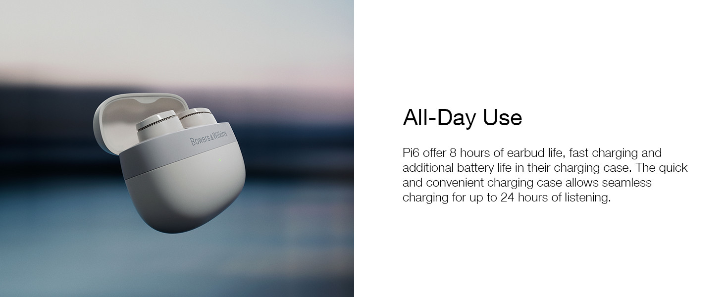 Bowers & Wilkins Pi6 Wireless Earbuds-Storm Grey, in-Ear Wireless Bluetooth