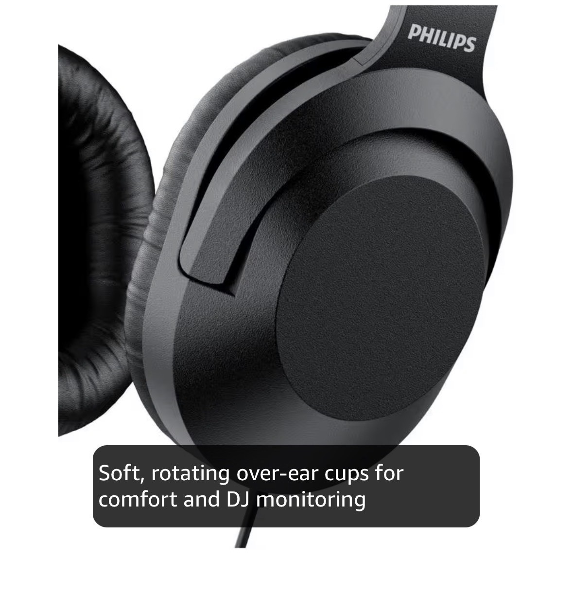 PHILIPS Over Ear Wired Stereo Headphones for Podcasts, Studio One Size, Black