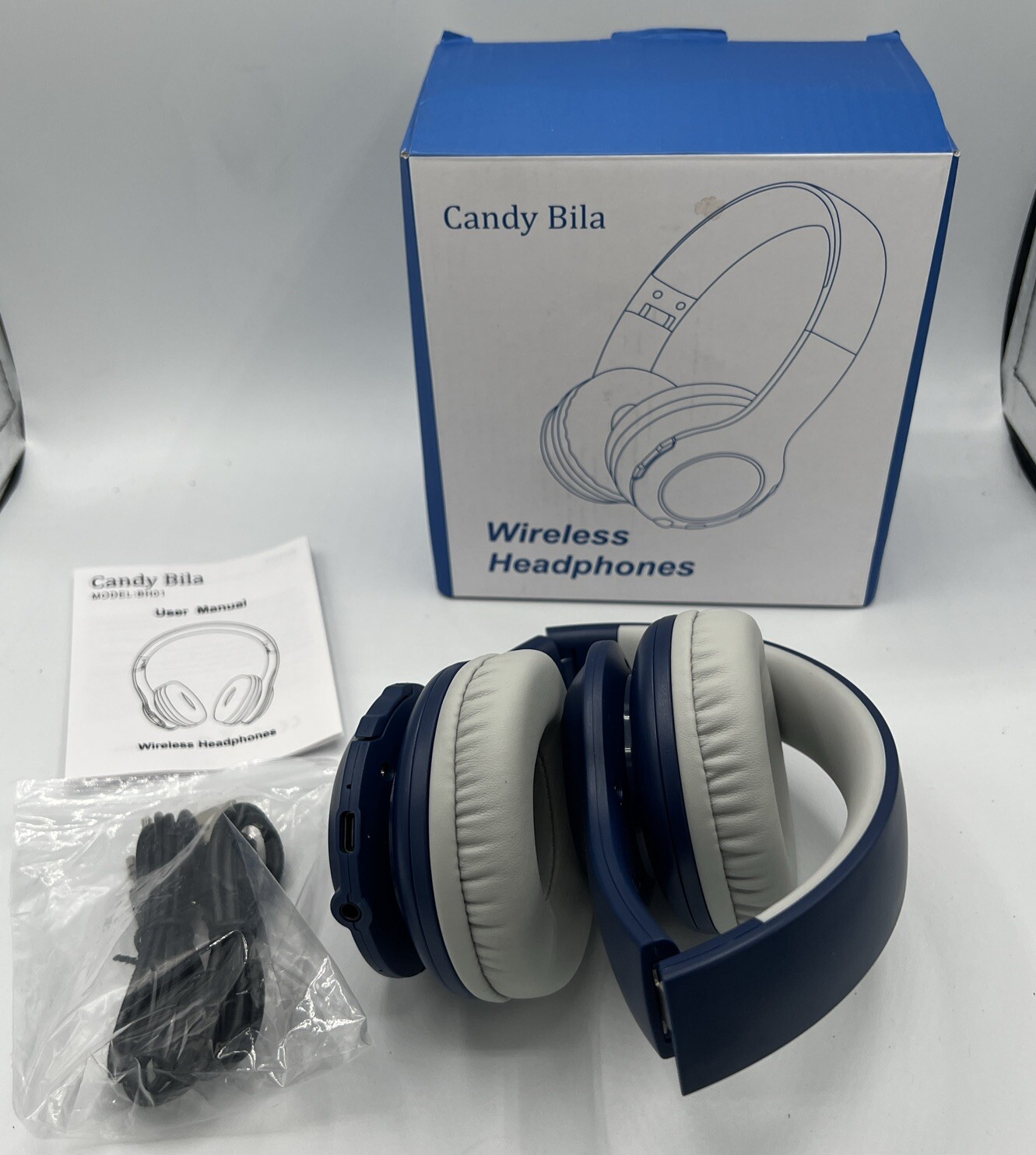 Wireless Kids Headphones By Candy Bila Gray/ Navy Blue New
