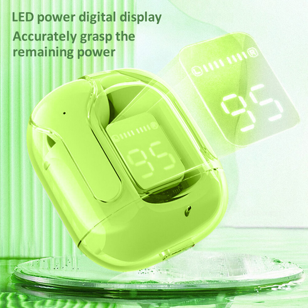 TWS Transparent Earphones LED Digital Display Wireless Bluetooth Stereo Earbuds