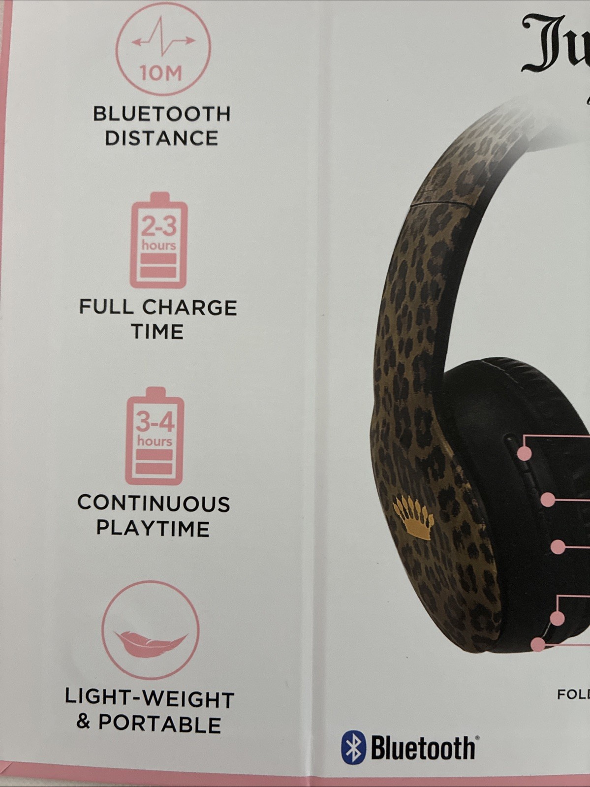New Juicy Couture Cheetah Leopard Wireless Headphones Signature Sound