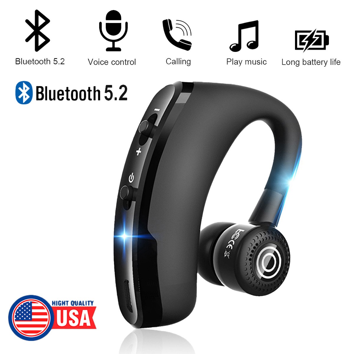 Ultra Long Standby 2800Hrs Bluetooth 5.2 Headset Hands-Free Calling Voice Prompt