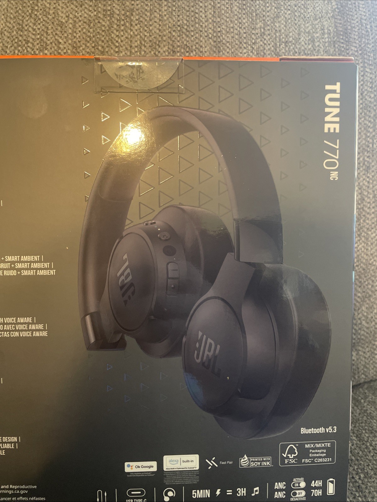 JBL Tune 770NC Adaptive Noise Cancelling Wireless Over-Ear Headphones Black NEW