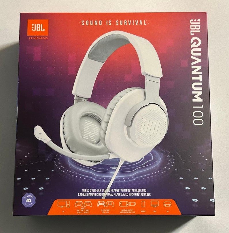 JBL Quantum 100 Over-ear Headphones – White – Brand New – Sealed