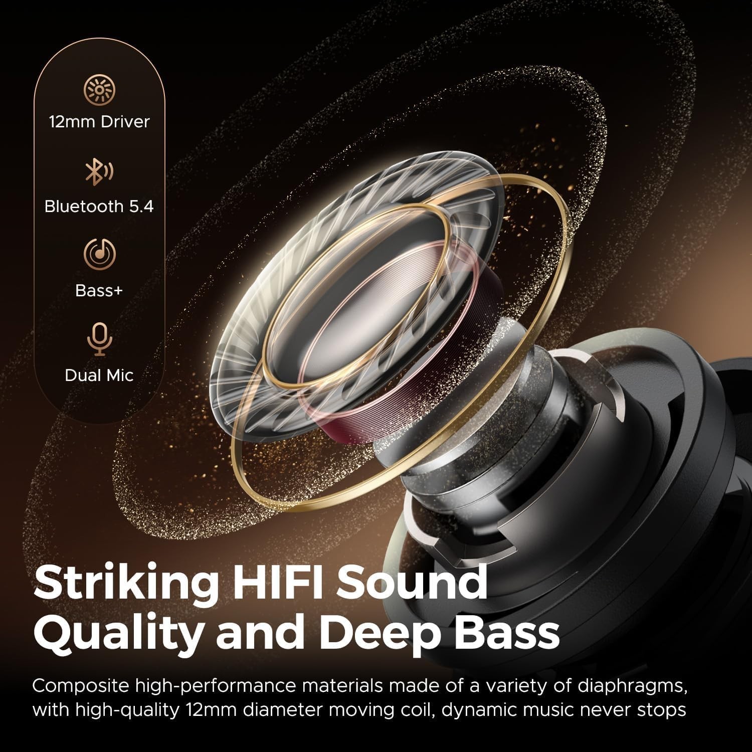 SoundPEATS T3 Pro Wireless Earbuds, 12mm Drivers Bass Stereo, Bluetooth 5.4