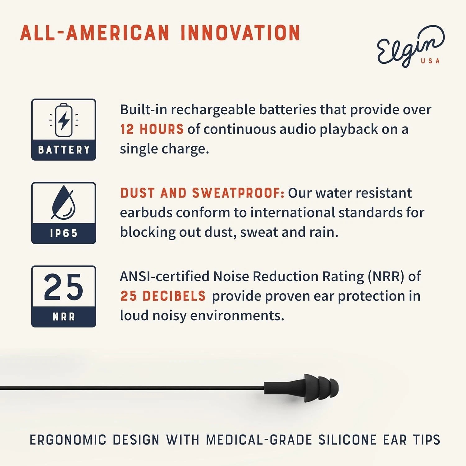 Ruckus Wireless Bluetooth Earplug Headphones – 25 dB OSHA Compliant Safety