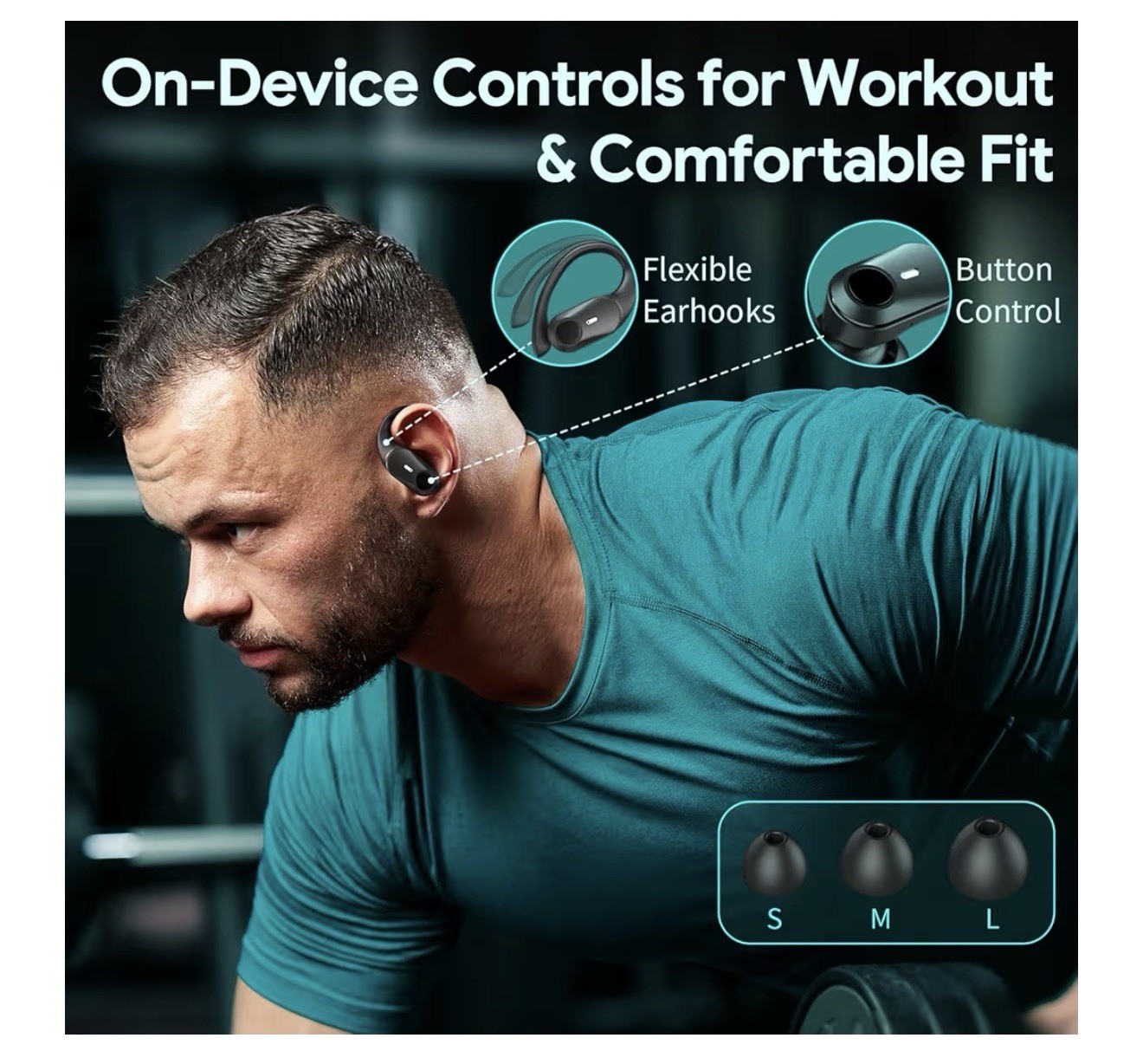 GOLREX Active Noise Cancelling Wireless EarbudsBluetooth Headphones 80H Playtime