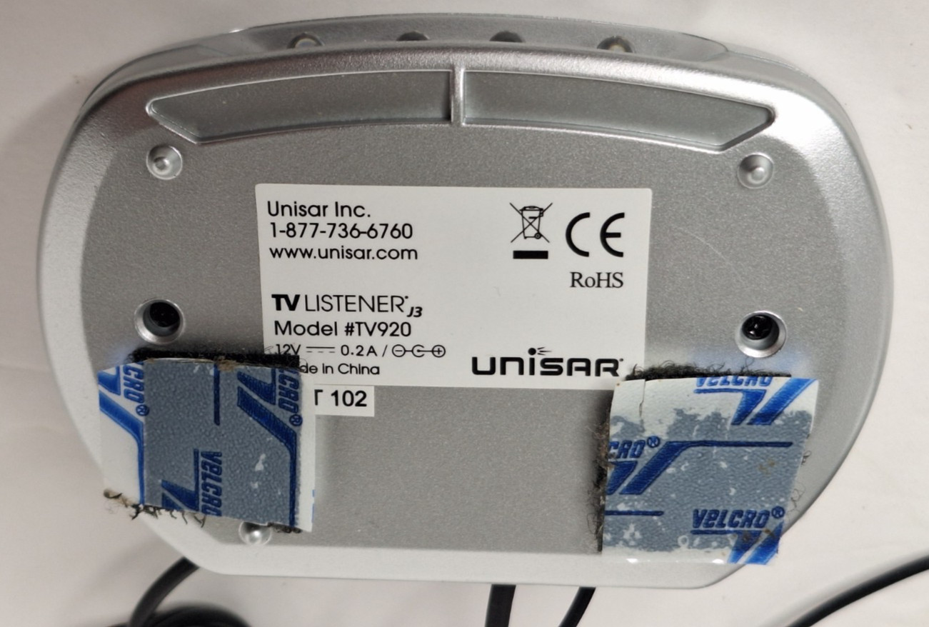 Unisar TV Listener J3 TV920 Headband Wireless Headphones NO Power Cord